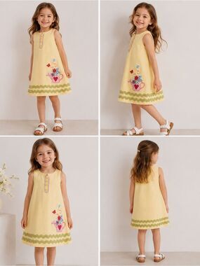 Hartstrings Cotton Yellow Toddler Girls Dress Size 4T see description
